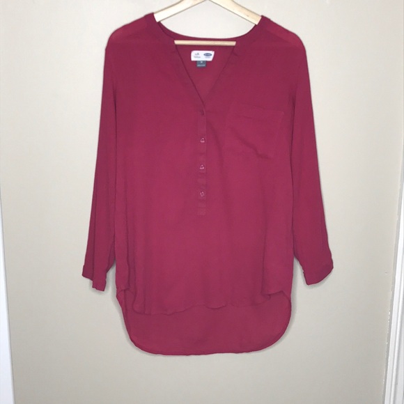 OLD NAVY Split Neck Tunic Cotton Poppy Pink Size M - Picture 1 of 7